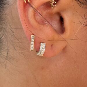 11mm 14K Yellow Gold 3mm CZ Huggies Earrings